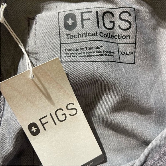 Figs Women's Gray scrubs with Teal Drawstring - Picture 3 of 3